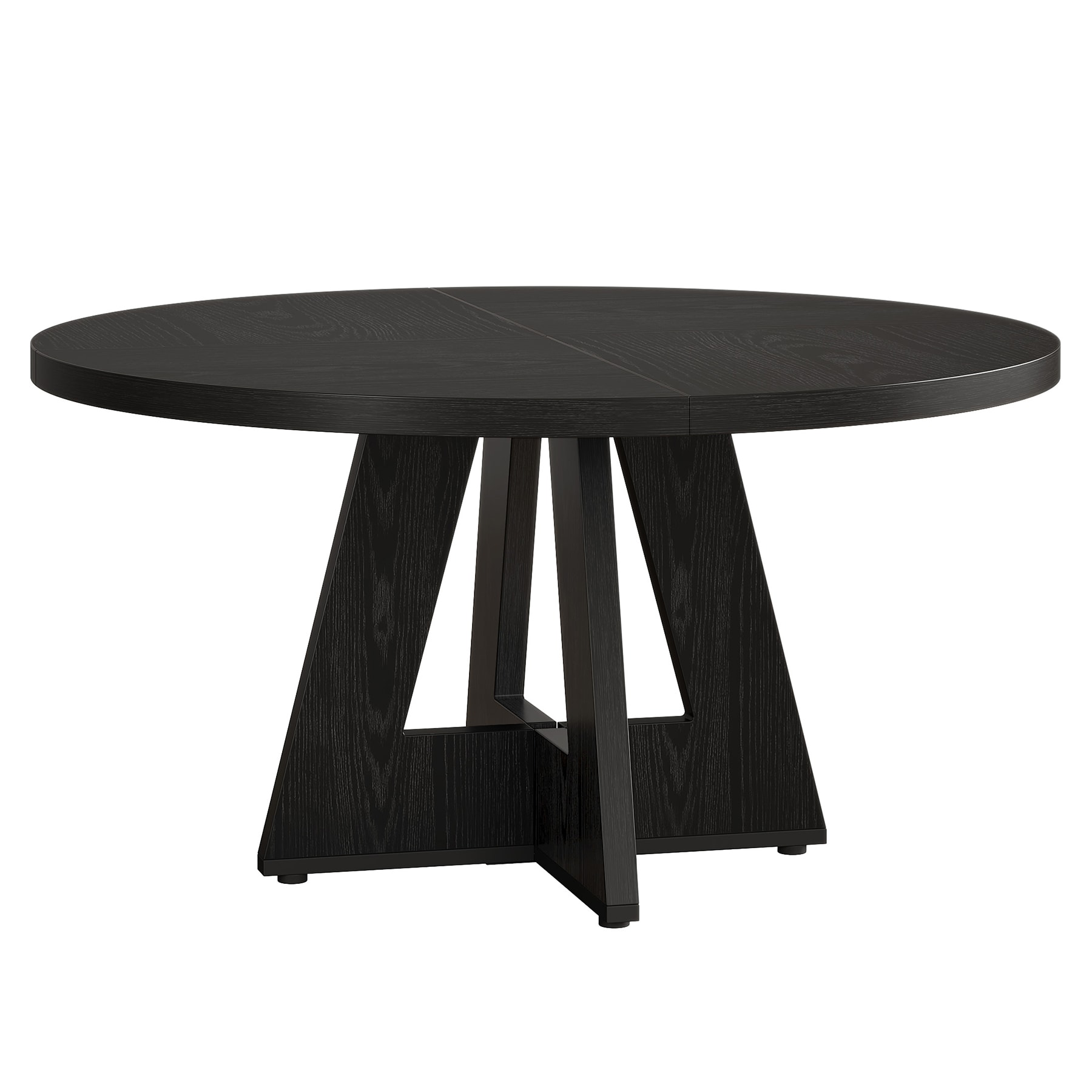 Round Dining Table For 4, 47" Wooden Kitchen Table Farmhouse Dinner Table_voghion.com